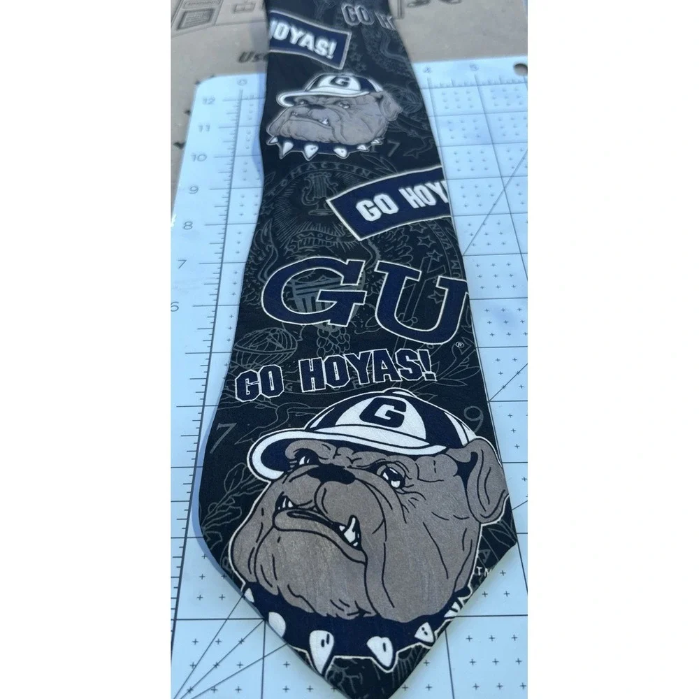 Vintage Ralph Marlin Georgetown Hoyas Necktie GU Jack Bulldog Graphic 90s Tie